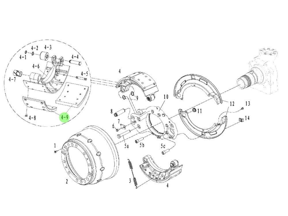 SHACMAN HANDE HDZ237 HD9T 行走前轉(zhuǎn)向驅(qū)動(dòng)橋制動(dòng)系統(tǒng) 81.50221.0943-FL03 134蹄摩擦片/81.50221.0943-FL03 134蹄摩擦片